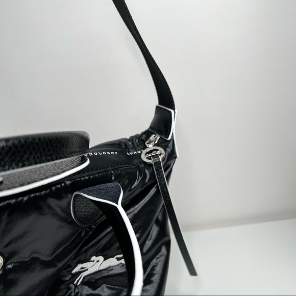 NEW LONGCHAMP Small Le Pliage Tote Black White - Picture 8 of 16
